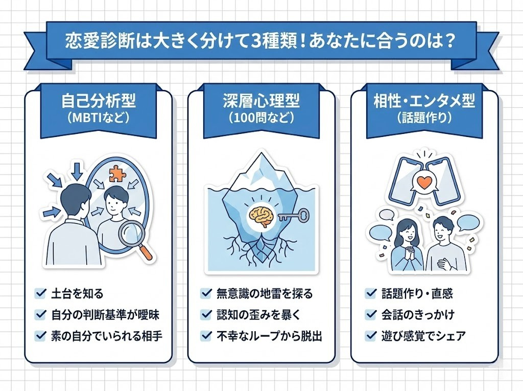 恋愛診断は大きく分けて3種類！今のあなたの悩みに合うのはどれ？