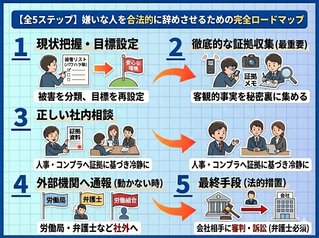【全5ステップ】嫌いな人を合法的に辞めさせるための完全ロードマップ