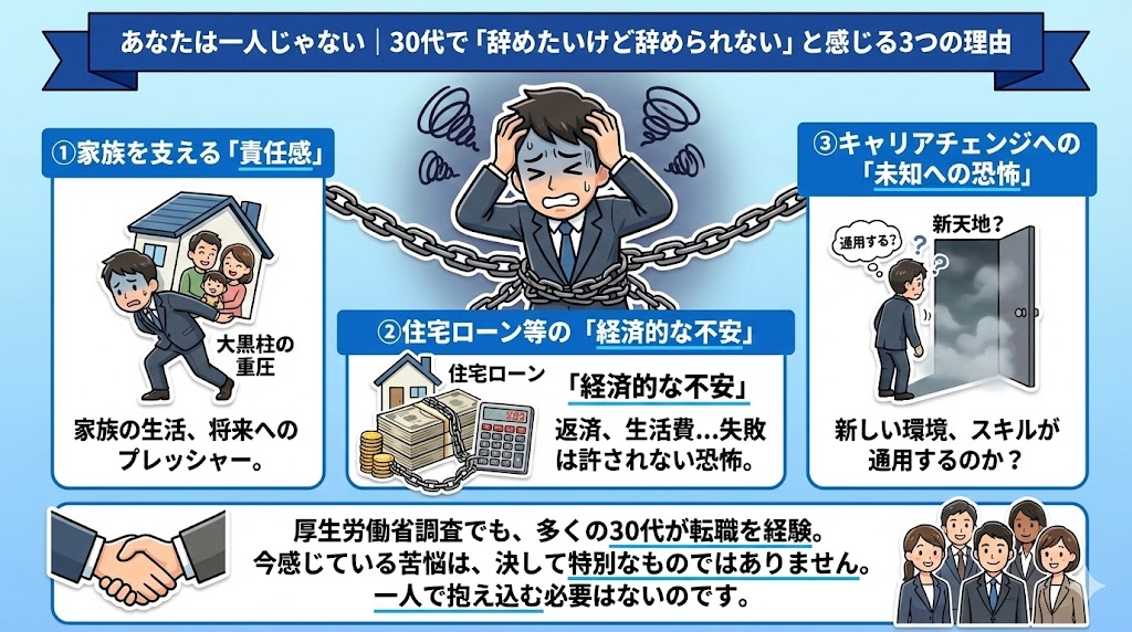 あなたは一人じゃない｜30代で「辞めたいけど辞められない」と感じる理由