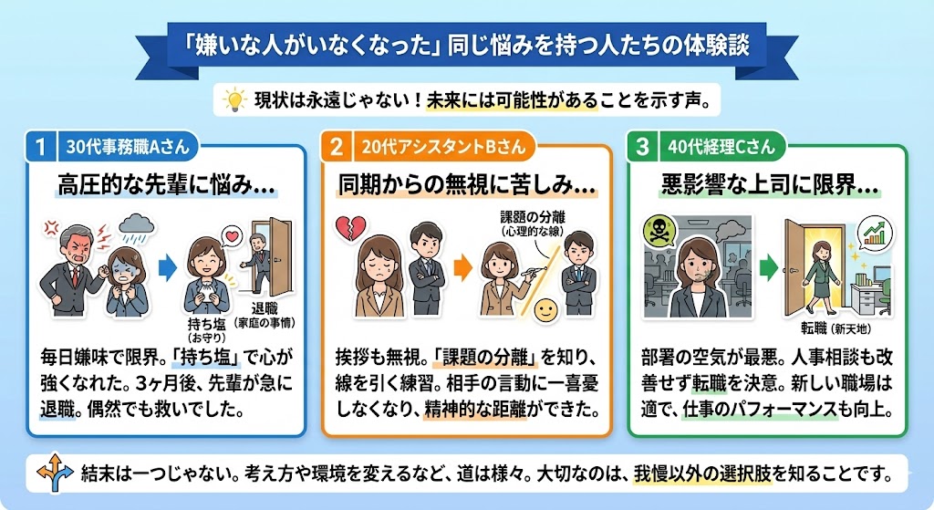 「嫌いな人がいなくなった」同じ悩みを持つ人たちの体験談