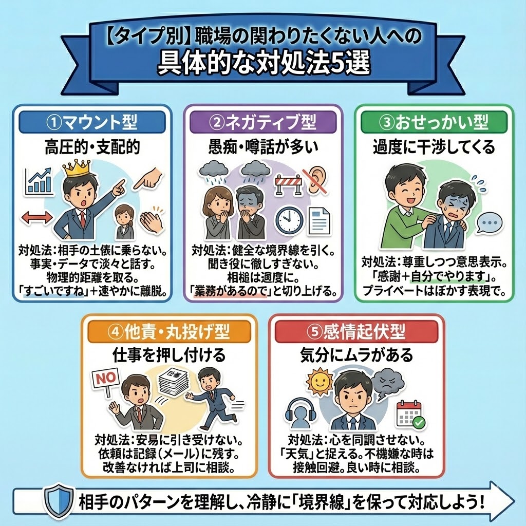 【タイプ別】職場の関わりたくない人への具体的な対処法5選