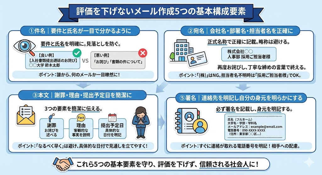 評価を下げないメール作成5つの基本構成要素