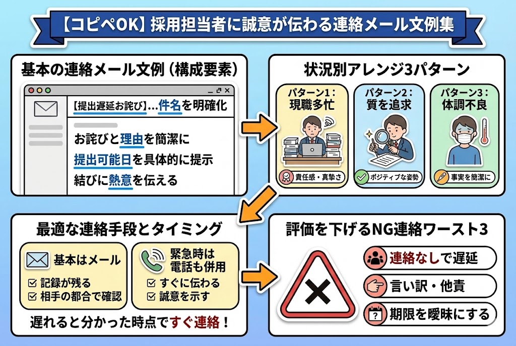 【コピペOK】採用担当者に誠意が伝わる連絡メール文例集