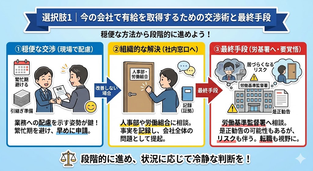 選択肢1｜今の会社で有給を取得するための交渉術と最終手段