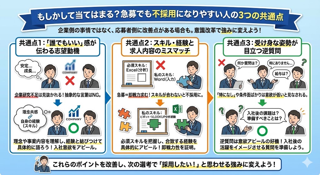 もしかして当てはまる？急募でも不採用になりやすい人の3つの共通点