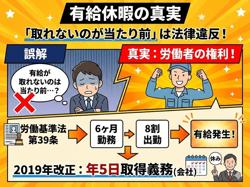 結論|「有給が取れないのは当たり前」は法律違反です