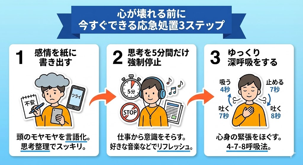 心が壊れる前に 今すぐできる応急処置3ステップ