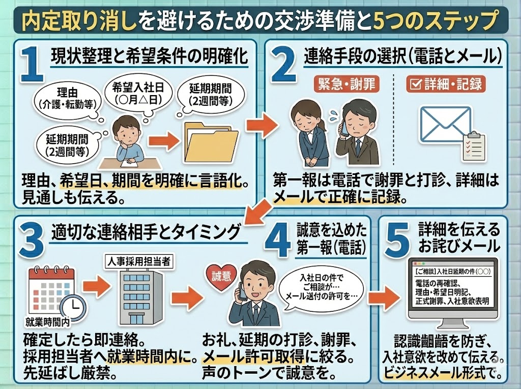 内定取り消しを避けるための交渉準備と5つのステップ
