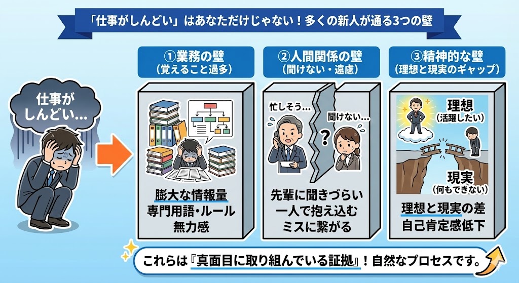 「仕事がしんどい」はあなただけじゃない｜多くの新人が通る3つの壁