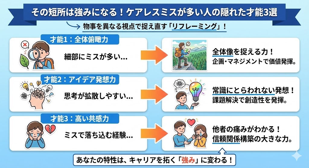 その短所は強みになる！ケアレスミスが多い人の隠れた才能3選