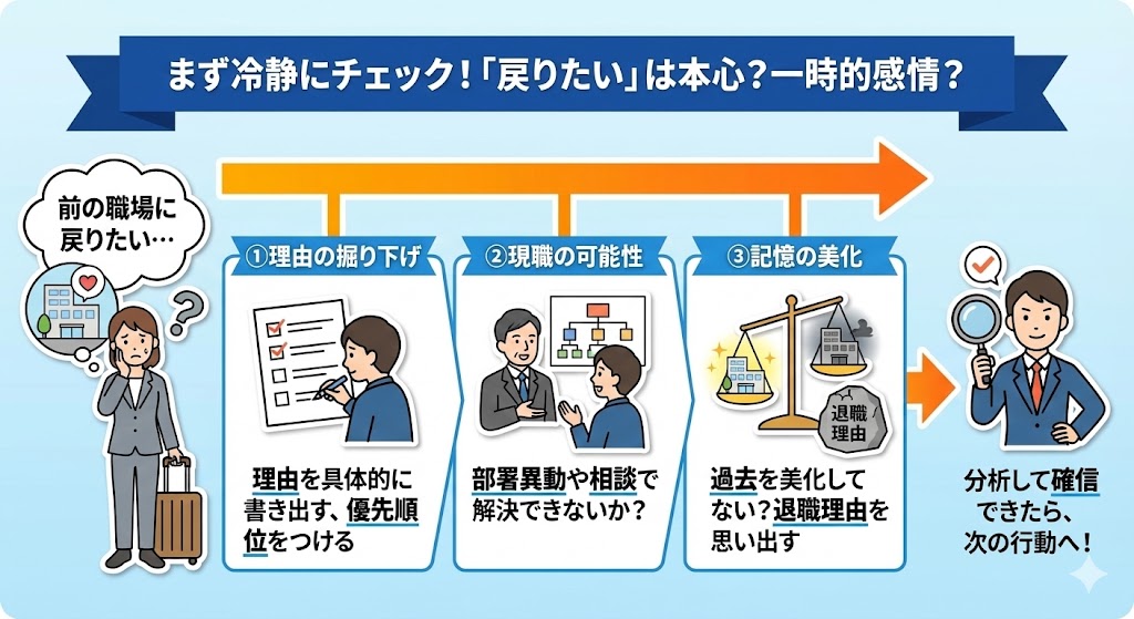 まず冷静にチェック｜「戻りたい」は本心か一時的な感情か