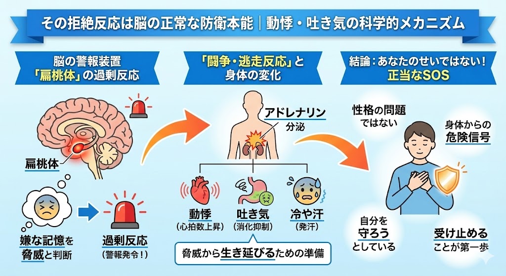 その拒絶反応は脳の正常な防衛本能｜動悸・吐き気の科学的メカニズム