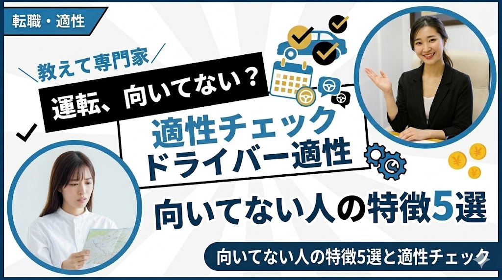 ドライバーに向いてない人の特徴5選！適性チェックと向いてる仕事の見つけ方
