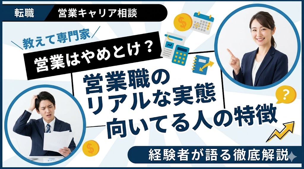 営業はやめとけ？経験者が語るリアルな実態と向いてる人の特徴