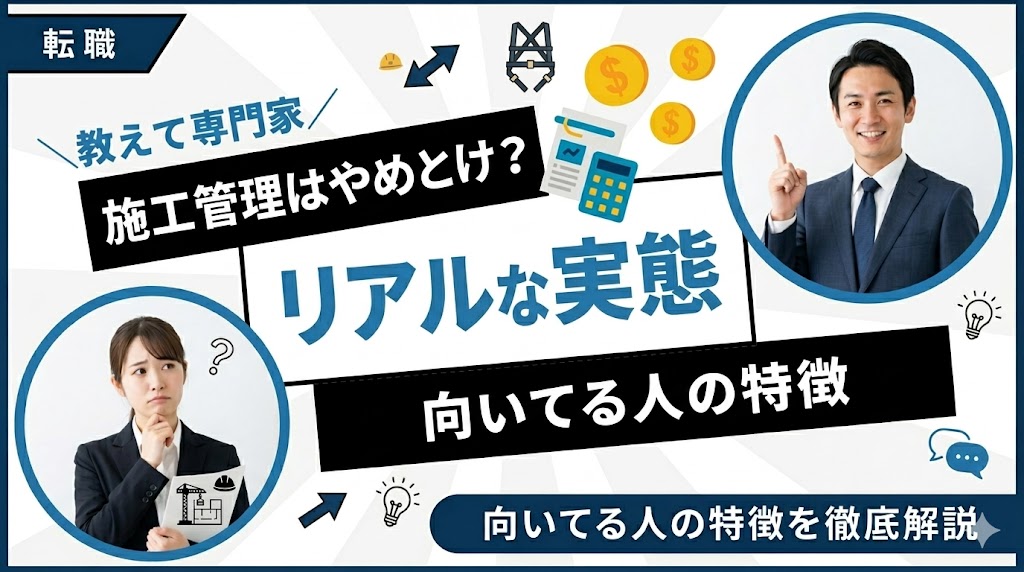 施工管理はやめとけ？経験者が語るリアルな実態と向いてる人の特徴