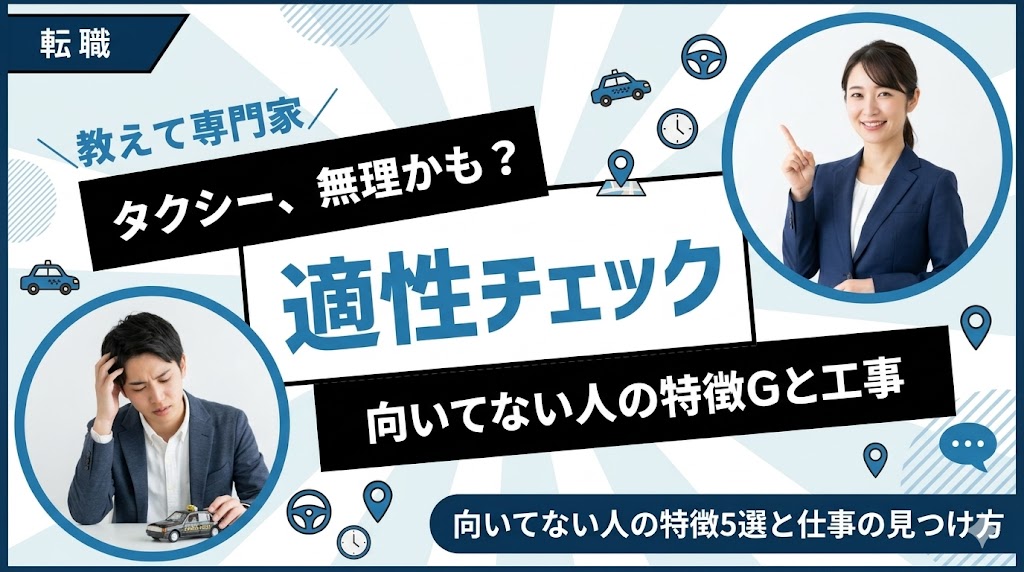 タクシードライバーに向いてない人の特徴5選！適性チェックと向いてる仕事の見つけ方