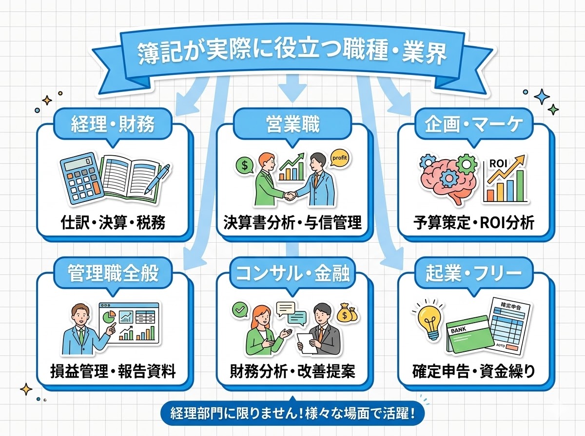 簿記が実際に役立つ職種・業界
