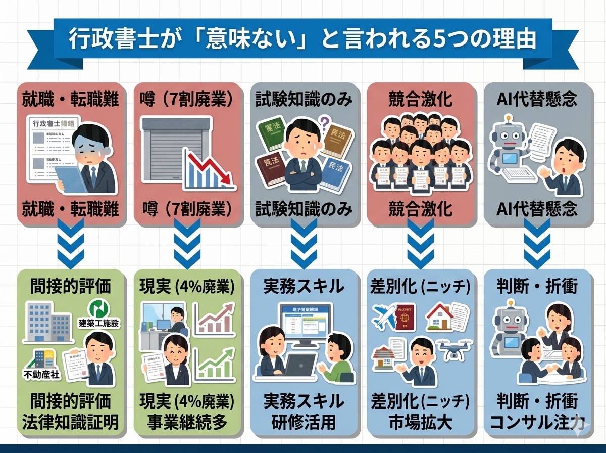 行政書士が「意味ない」と言われる5つの理由