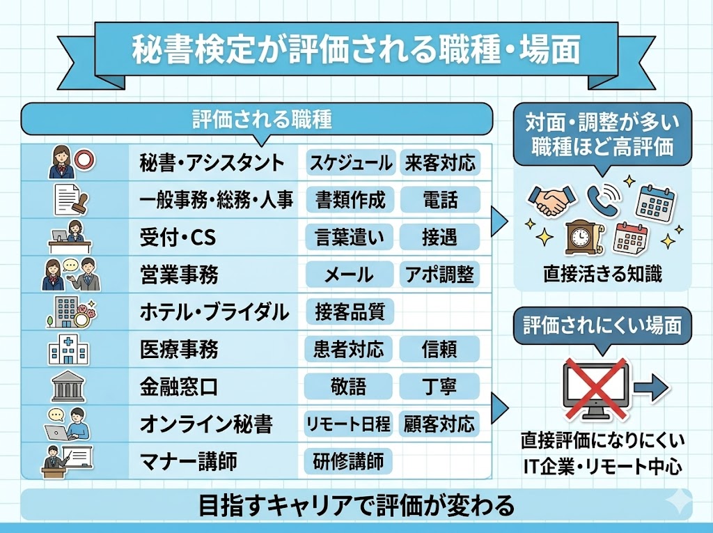 秘書検定が評価される職種・場面