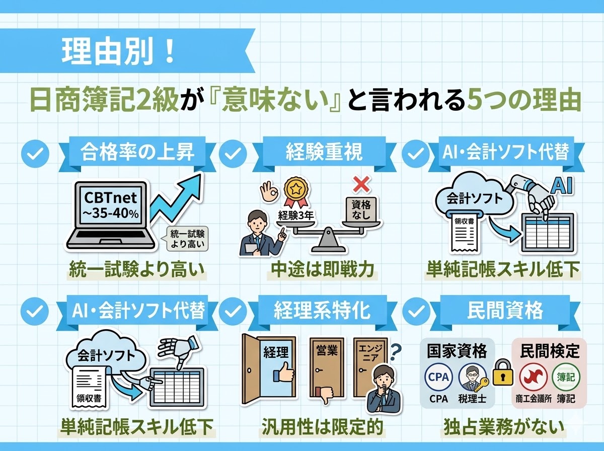 日商簿記2級が「意味ない」と言われる5つの理由