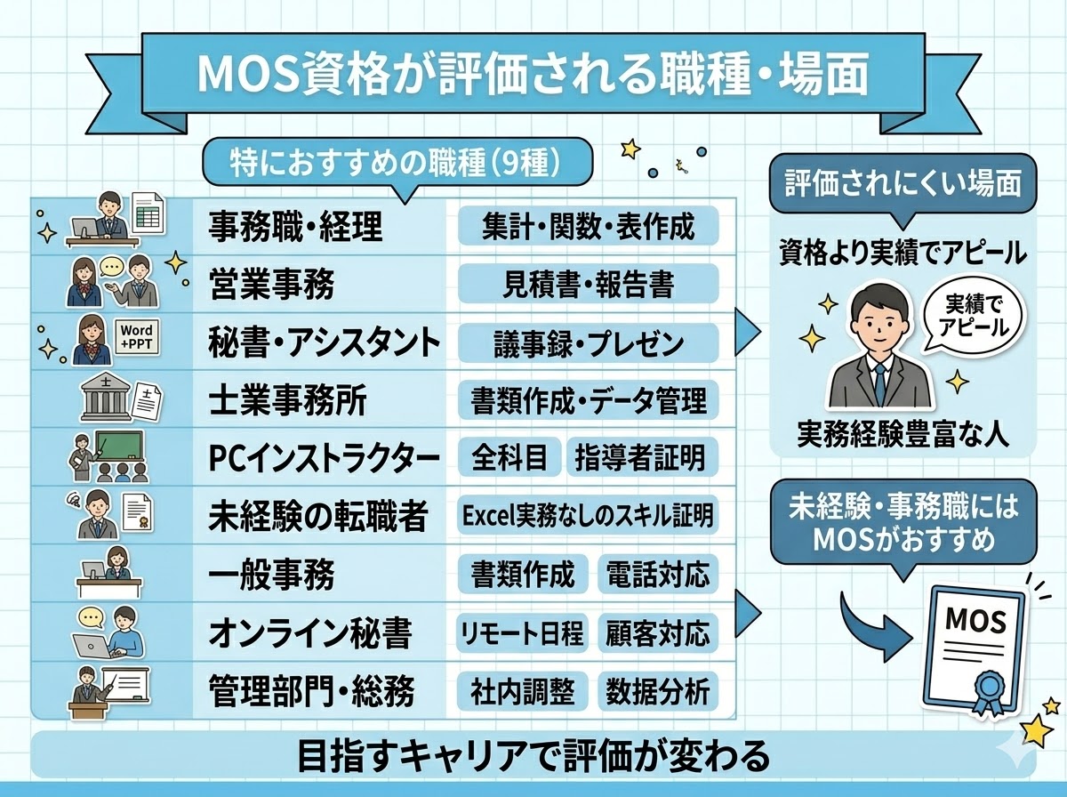 MOS資格が評価される職種・場面