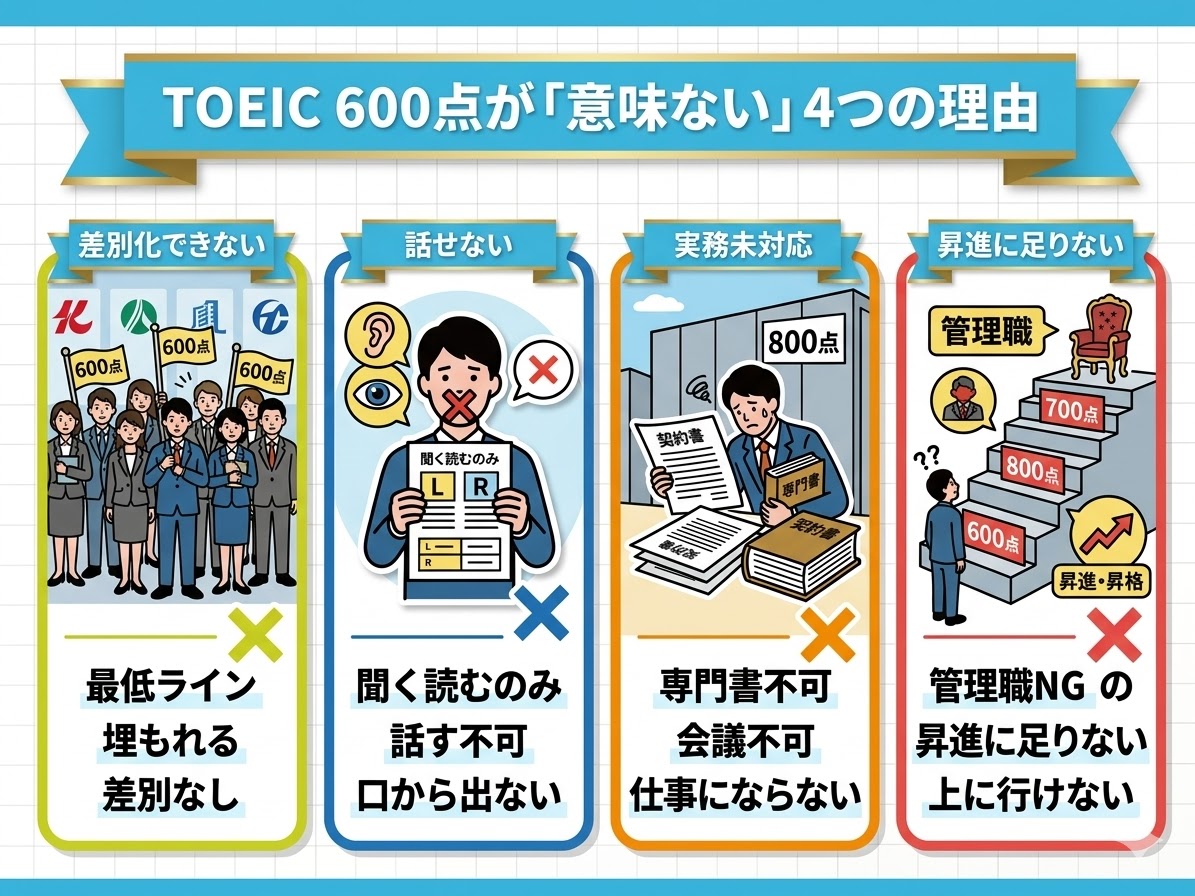 TOEIC 600点が「意味ない」と言われる4つの理由