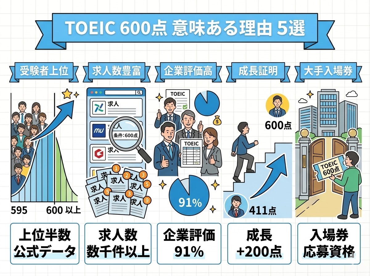 データで見る「TOEIC 600点が意味ある」5つの根拠