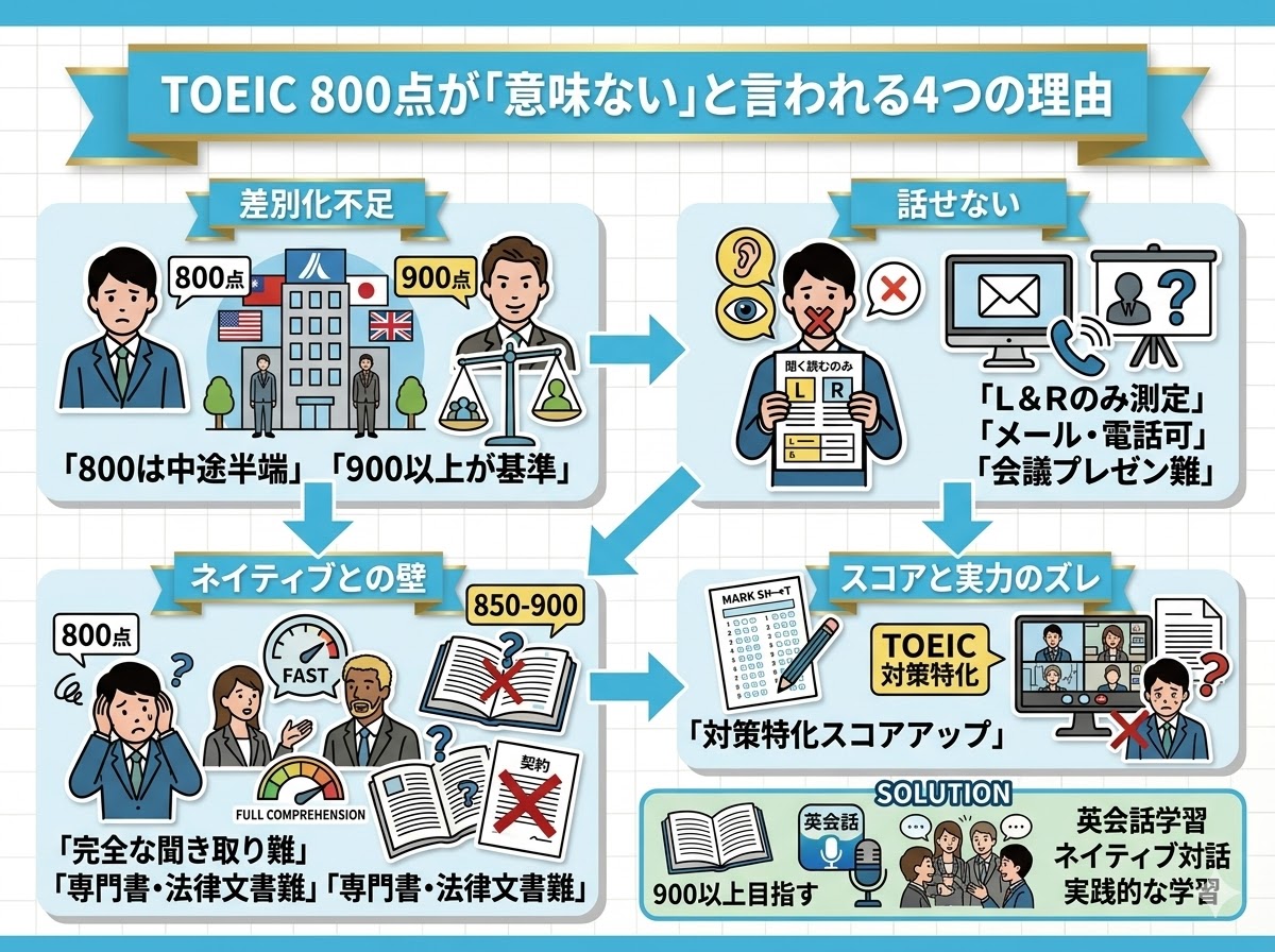 TOEIC 800点が「意味ない」と言われる4つの理由