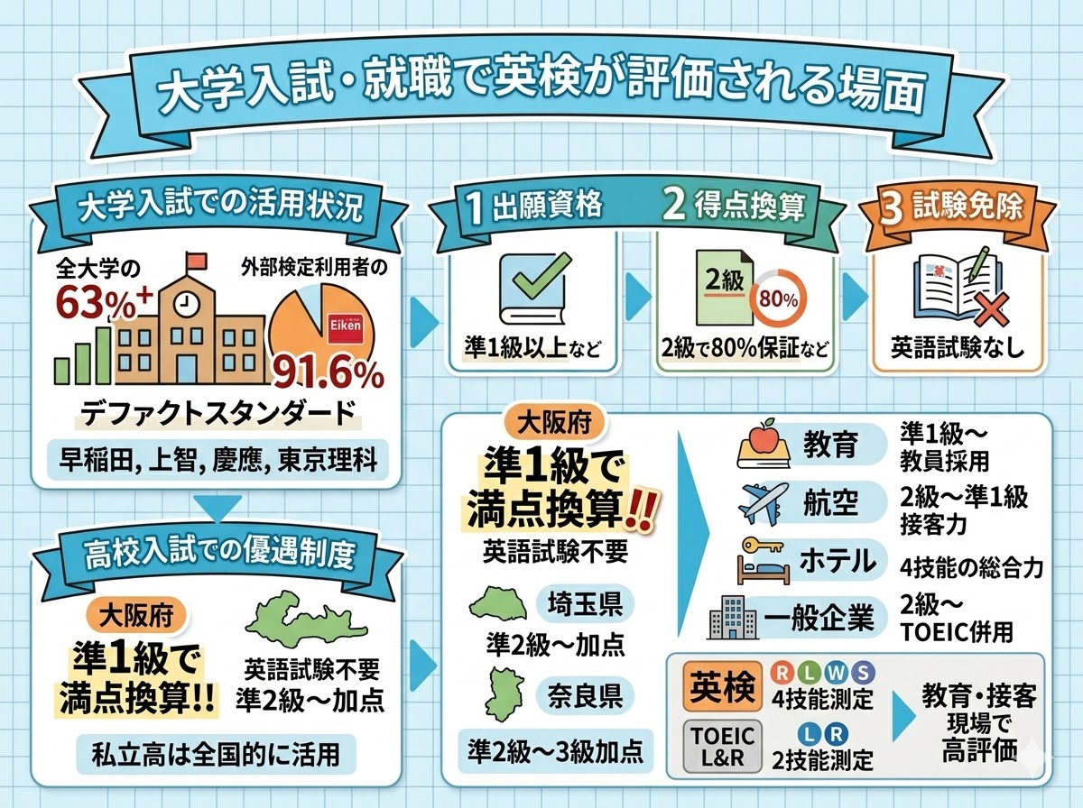 大学入試・就職で英検が評価される場面