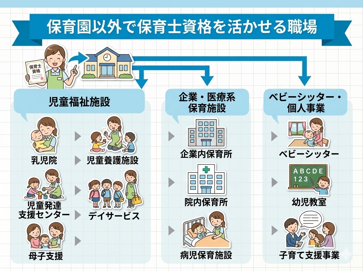 保育園以外で保育士資格を活かせる20以上の職場